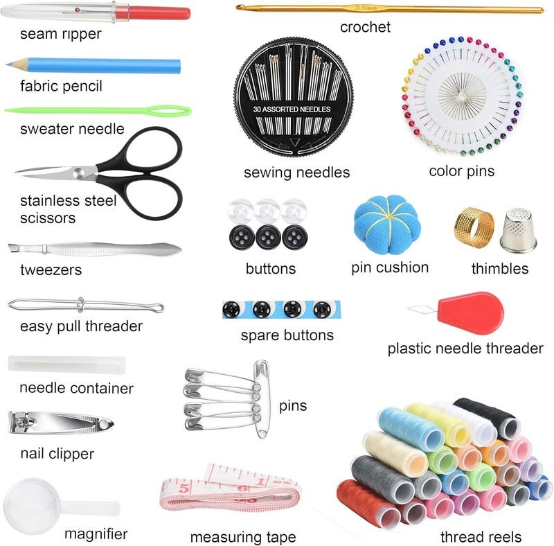 Marcoon Sewing KIT, DIY Sewing Supplies with Sewing Accessories, Portable Mini Sewing Kit for Beginner, Traveller and Emergency Clothing Fixes, with Premium Black Carrying Case (B) - Image 2